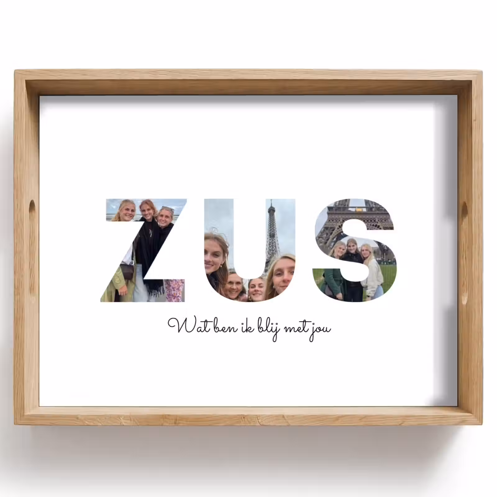 Gepersonaliseerd dienblad - Zus - Lettercollage — 1