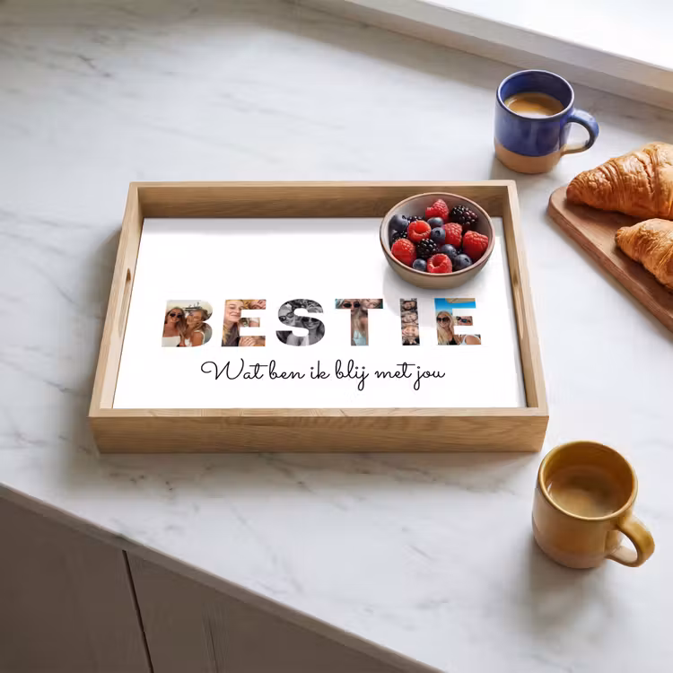 Gepersonaliseerd dienblad - Bestie - Lettercollage — 4