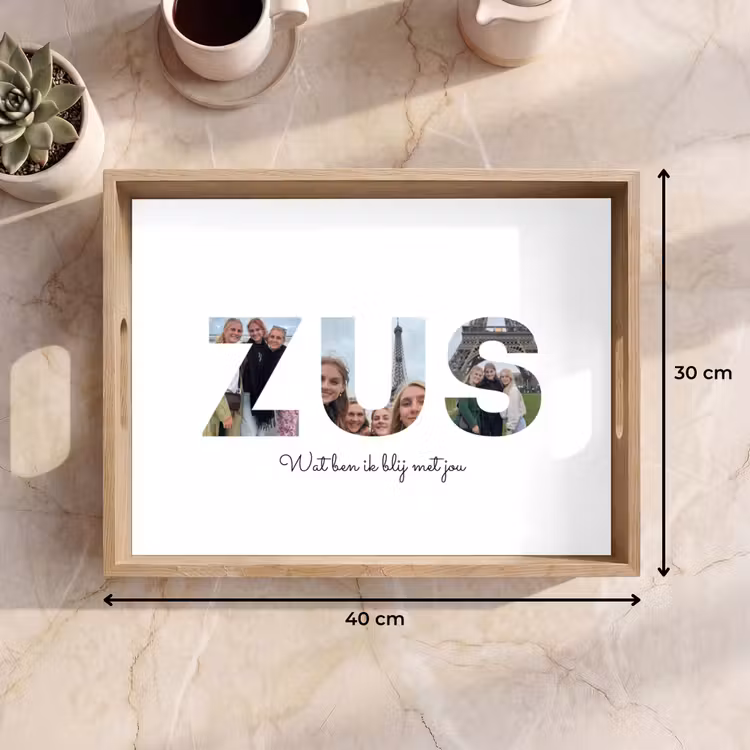 Gepersonaliseerd dienblad - Zus - Lettercollage — 9