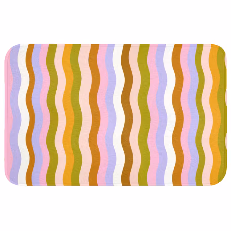 Badmat - lijnen - Golven - Pastelkleuren - Patroon — 1