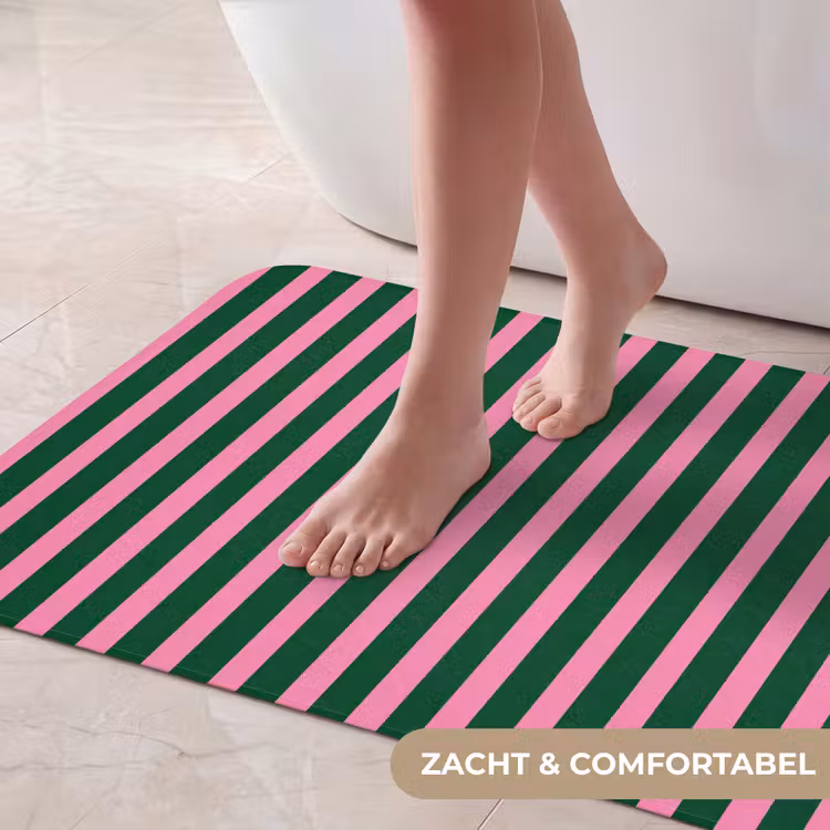 Badmat - Verticale strepen - Groen - Roze — 5