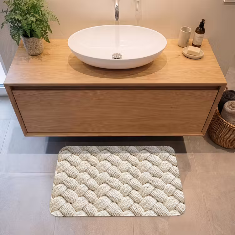 Badmat - Touw - Gebreid - Beige — 2