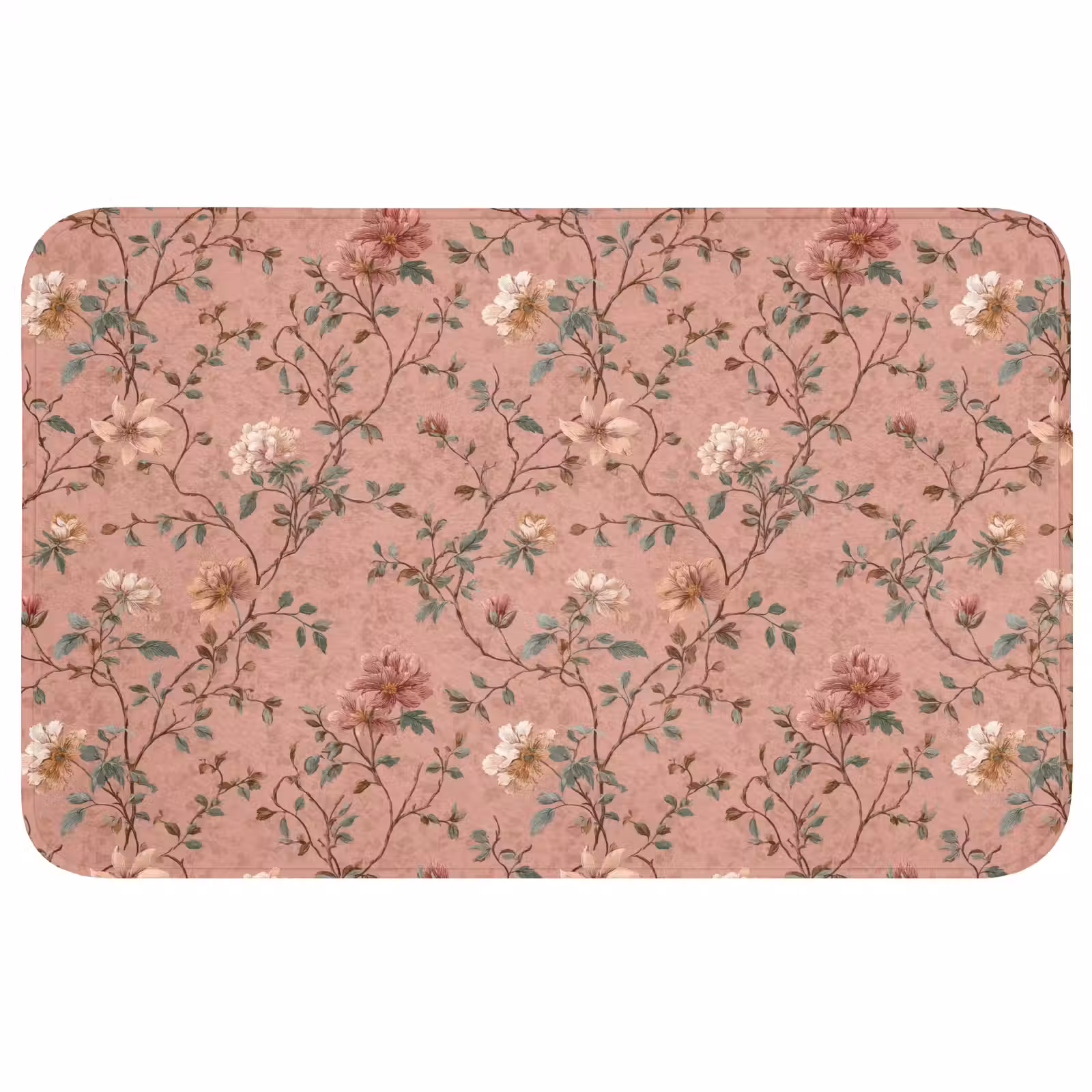 Badmat - Botanisch - Bloemen - Roze — 1