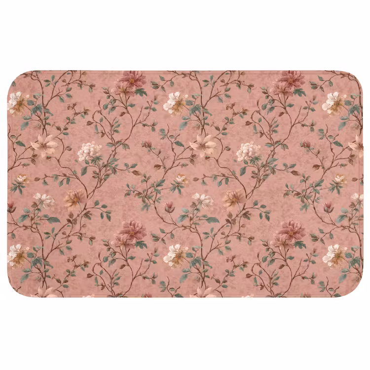 Badmat - Botanisch - Bloemen - Roze — 1