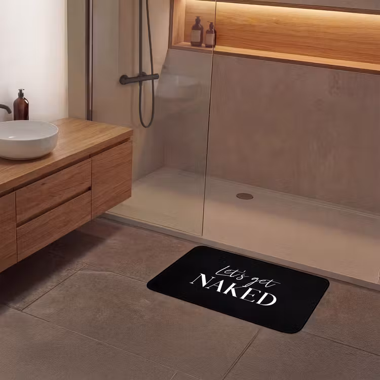 Badmat - Quotes - Let's get naked - Zwart - Spreuk — 6