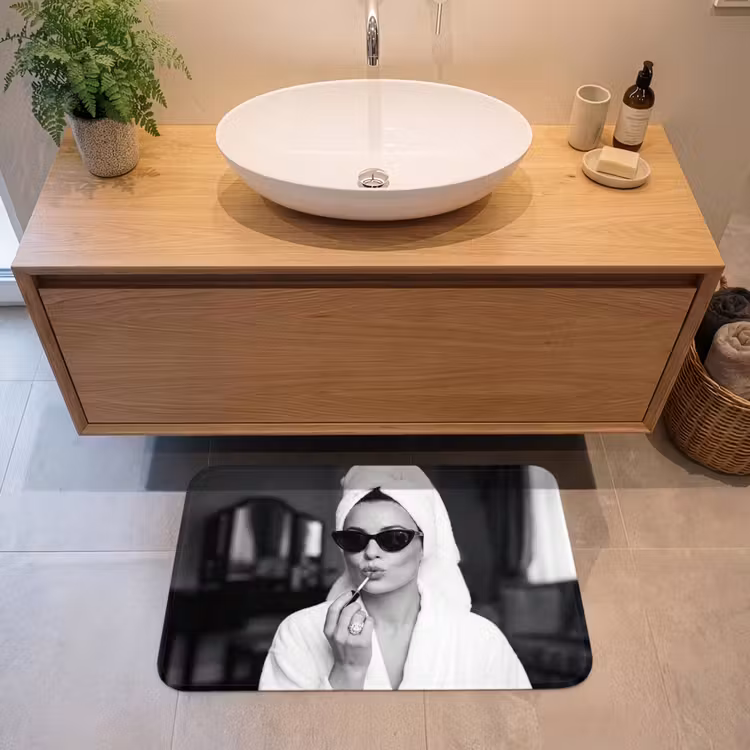 Badmat - Zonnebril - Vrouw - Zwart - Wit — 2