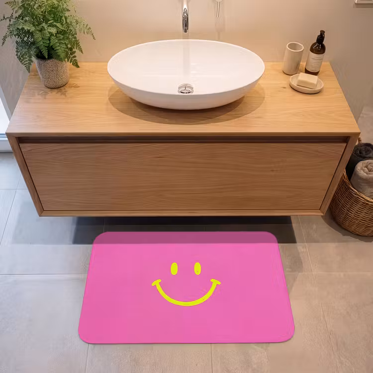 Badmat - Smiley - Vrolijk - Roze — 2