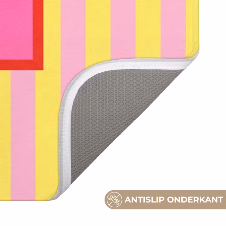 Badmat - Tekst - Strepen - Roze — 3