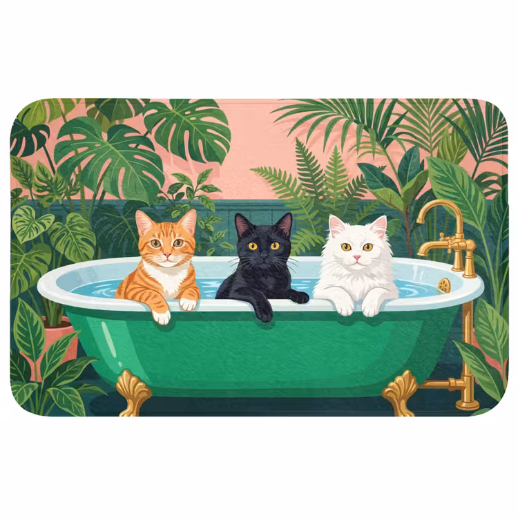 Badmat - Badkamer - Kattenparade - Kleurrijk — 1