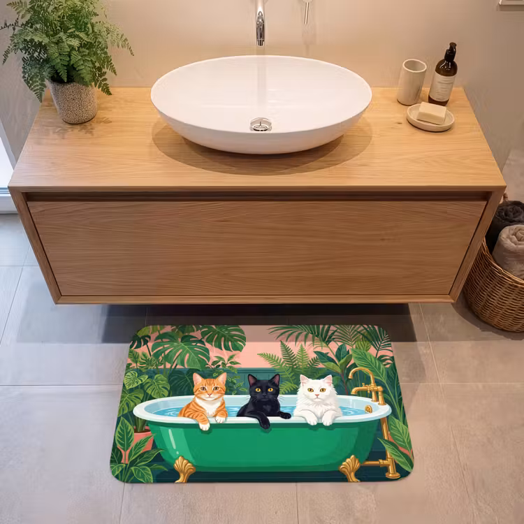 Badmat - Badkamer - Kattenparade - Kleurrijk — 2