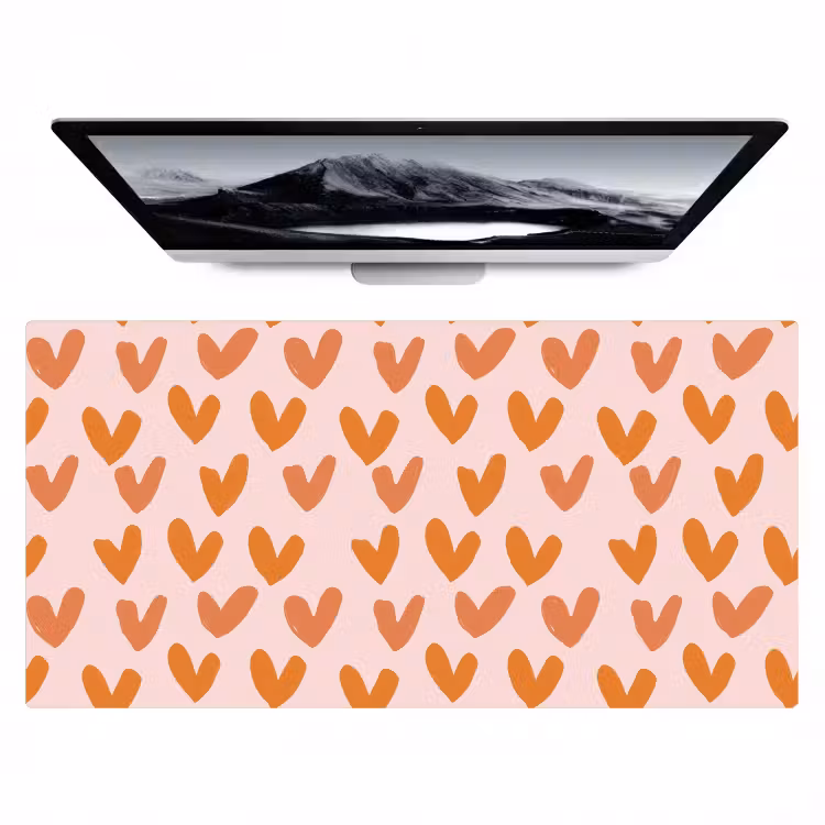 Bureau onderlegger - Hartjes - Getekend - Oranje — 1
