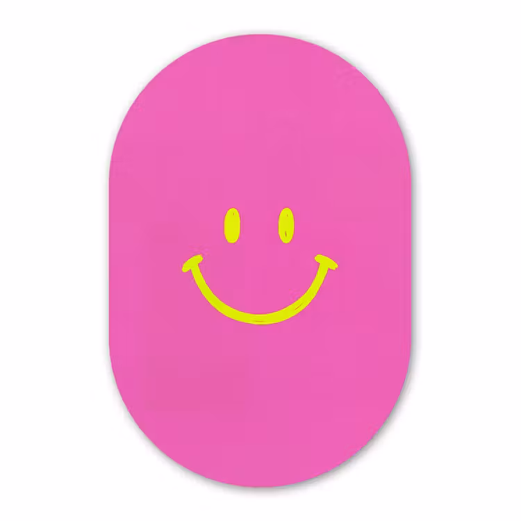 Muurovaal - Kunststof - Smiley - Vrolijk - Roze — 2