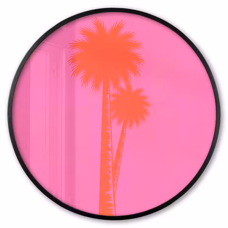 Ronde fotolijst - Palmbomen - Modern - Roze — 1