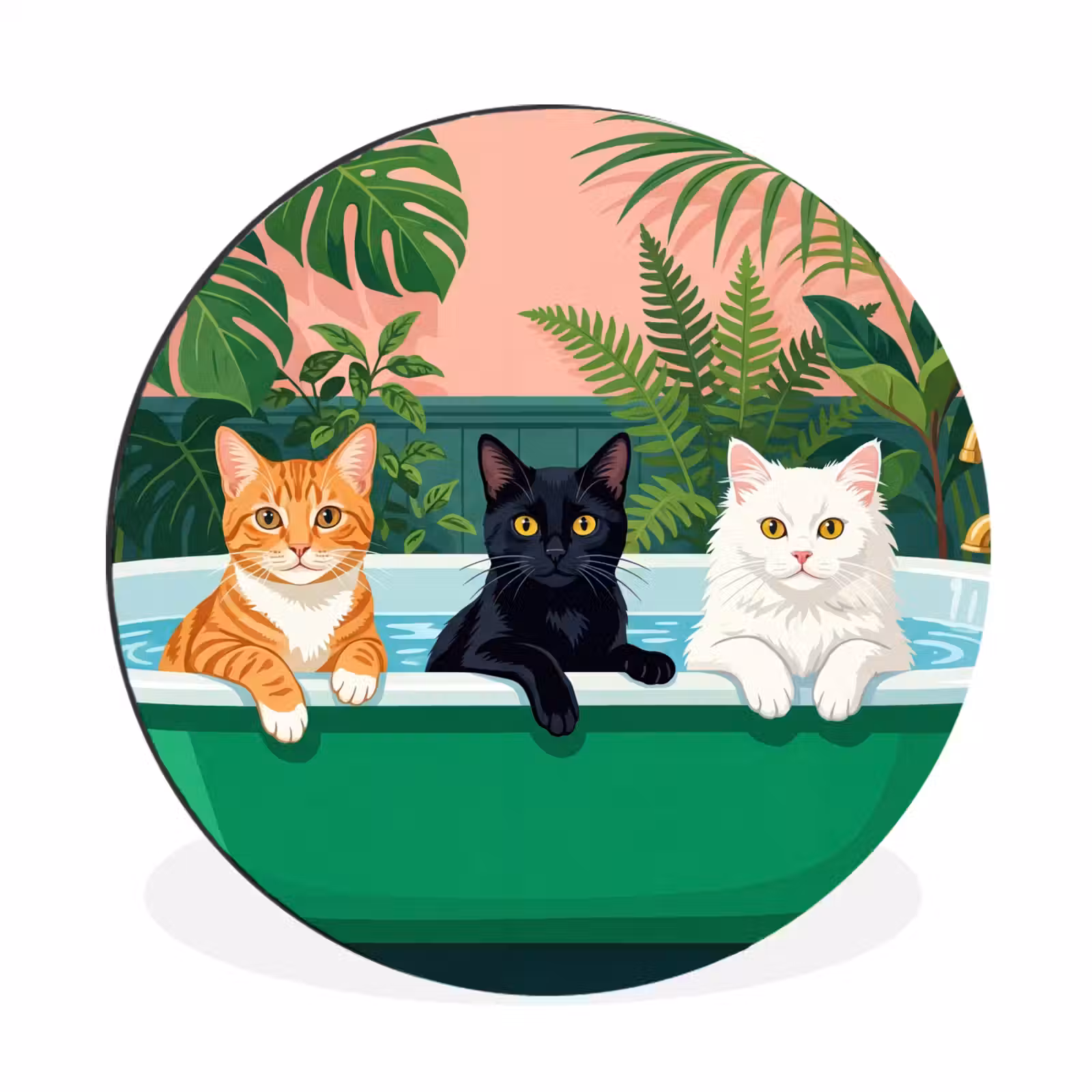 Wandcirkel - Aluminium - Badkamer - Kattenparade - Kleurrijk — 1
