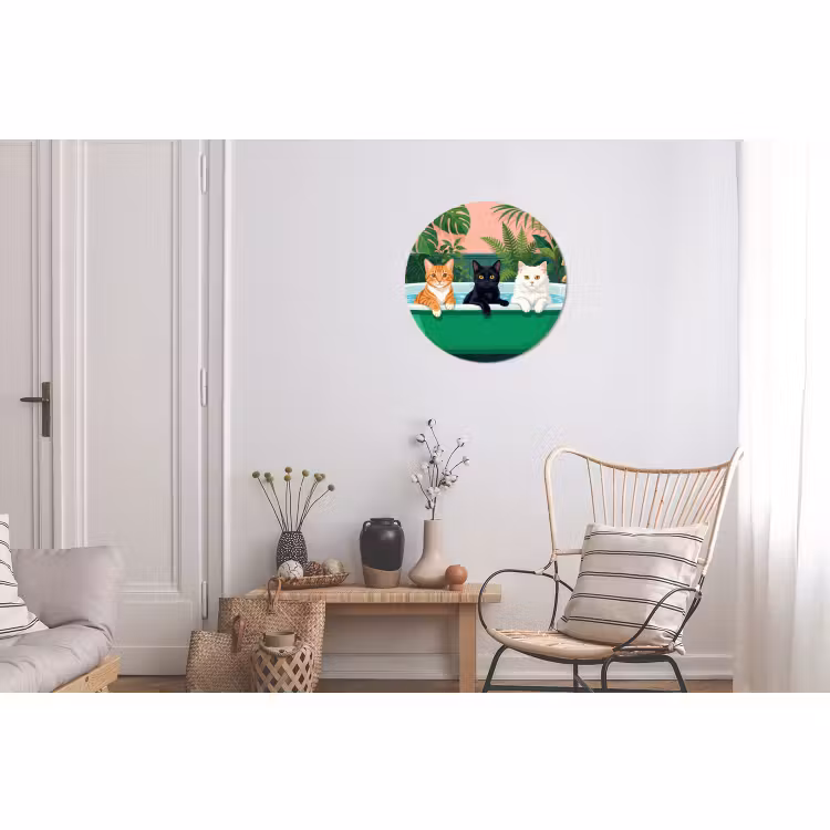 Wandcirkel - Aluminium - Badkamer - Kattenparade - Kleurrijk — 2