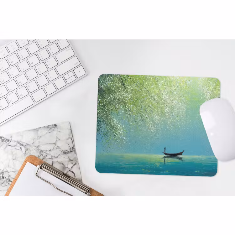 Muismat - Bootje - Water - Bladeren - Bloesems — 2