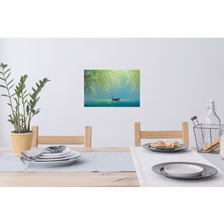 Muursticker - Bootje - Water - Bladeren - Bloesems — 3