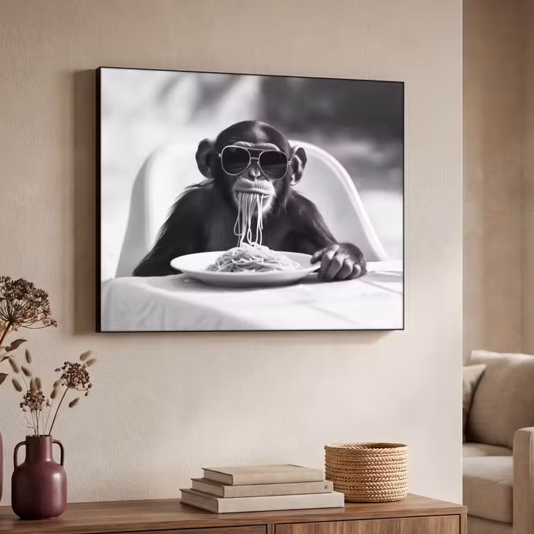 Art Frame - Aap - Spaghetti - Zonnebril - Zwart wit - Cool - Dier — 4