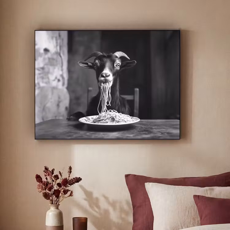 Art Frame - Geit - Bord - Spaghetti - Zwart Wit — 2