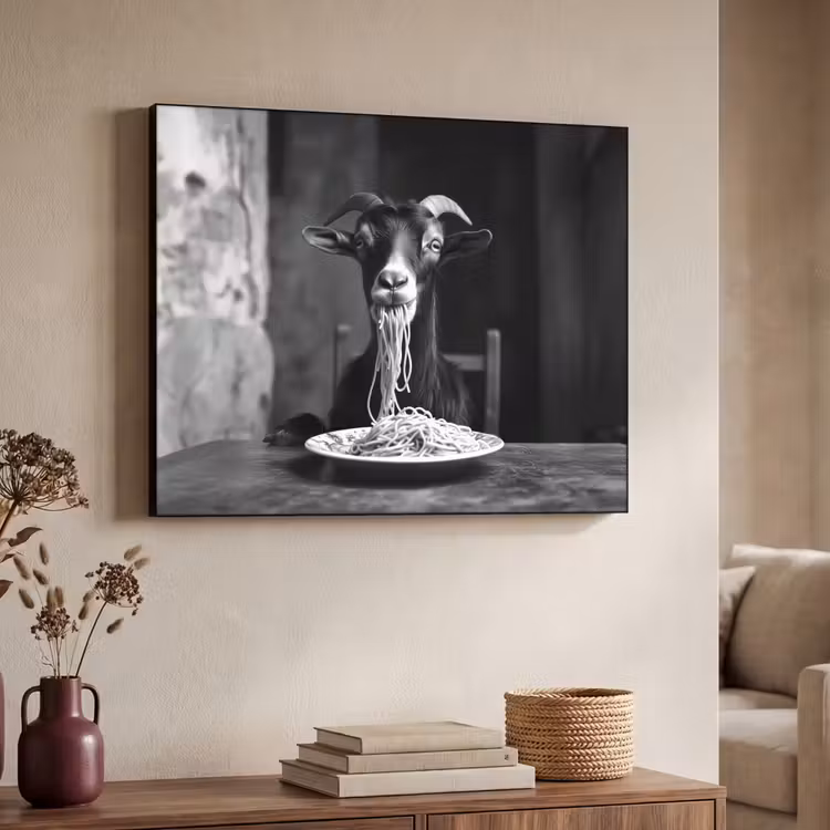 Art Frame - Geit - Bord - Spaghetti - Zwart Wit — 4