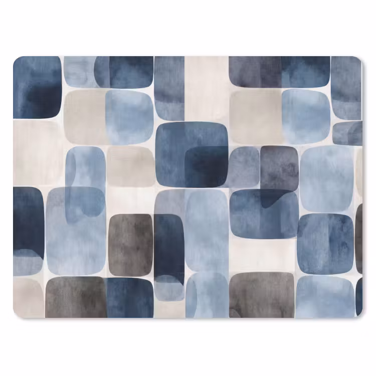 Muismat - Patroon - Blauw - Vierkanten — 1