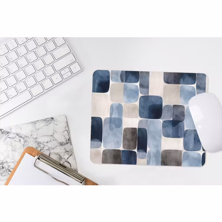Muismat - Patroon - Blauw - Vierkanten — 2