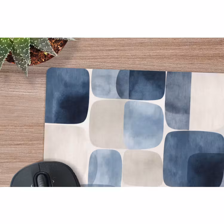 Muismat - Patroon - Blauw - Vierkanten — 4