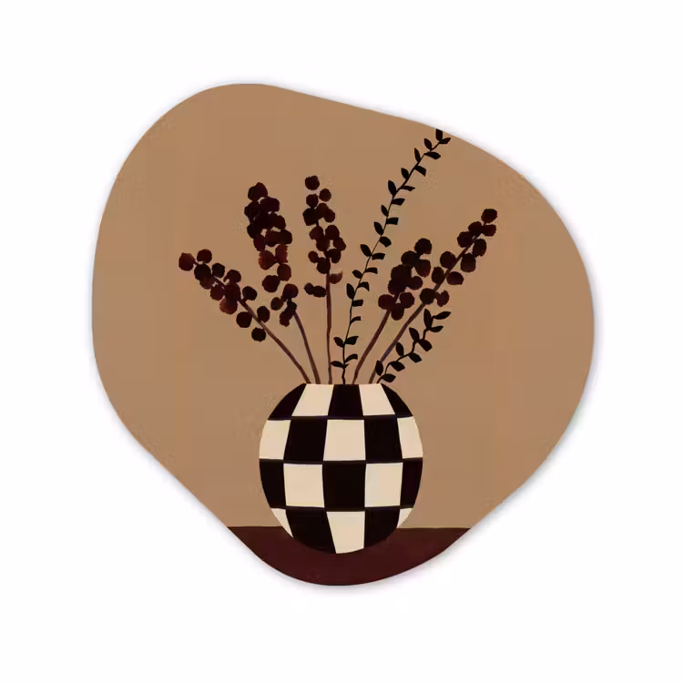 Organisch schilderij - Forex - Minimalistisch - Vaas - Bloemen - Bruin — 1