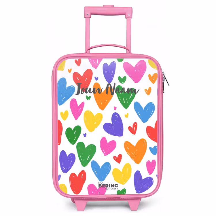 Kinderkoffer - Roze - Gekleurde hartjes — 1