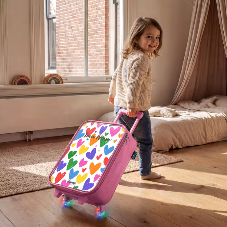 Kinderkoffer - Roze - Gekleurde hartjes — 3