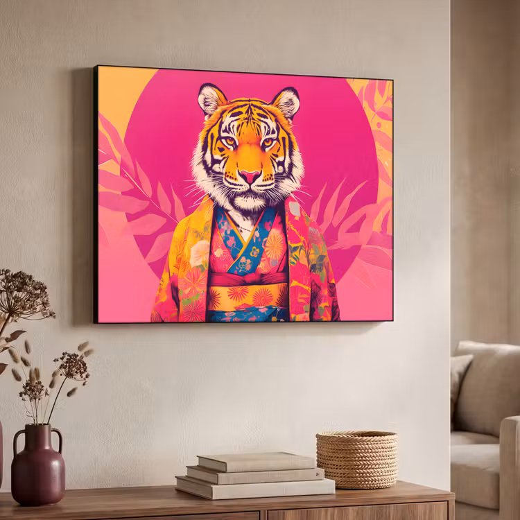 Art Frame - Tijger - Kimono - Planten - Roze — 4