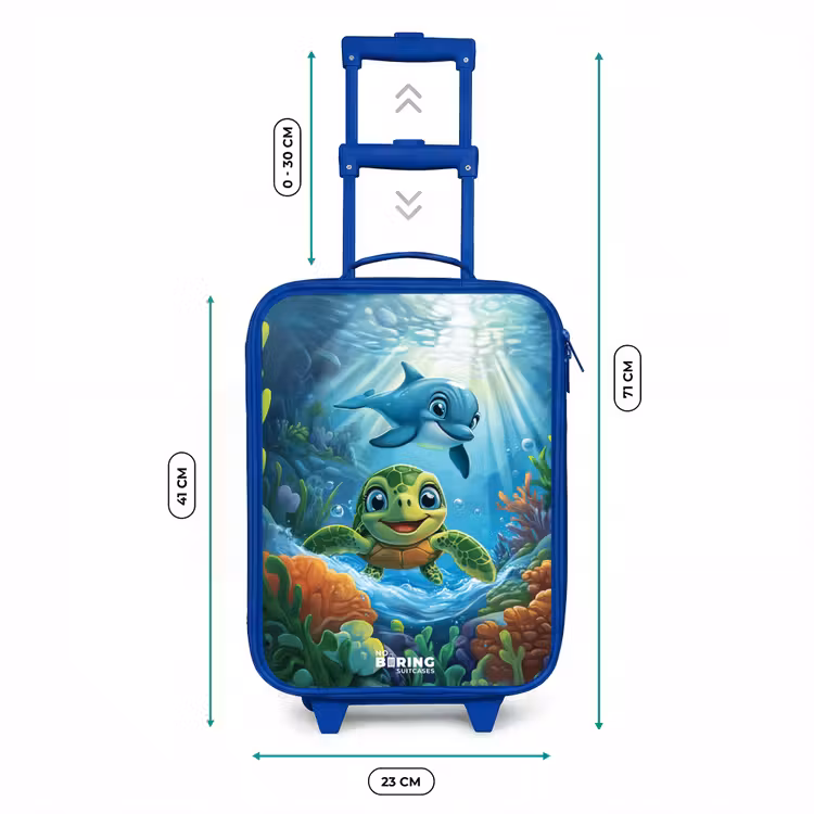 Kinderkoffer - Blauw - Schildpad en dolfijn in blauwe oceaan — 6