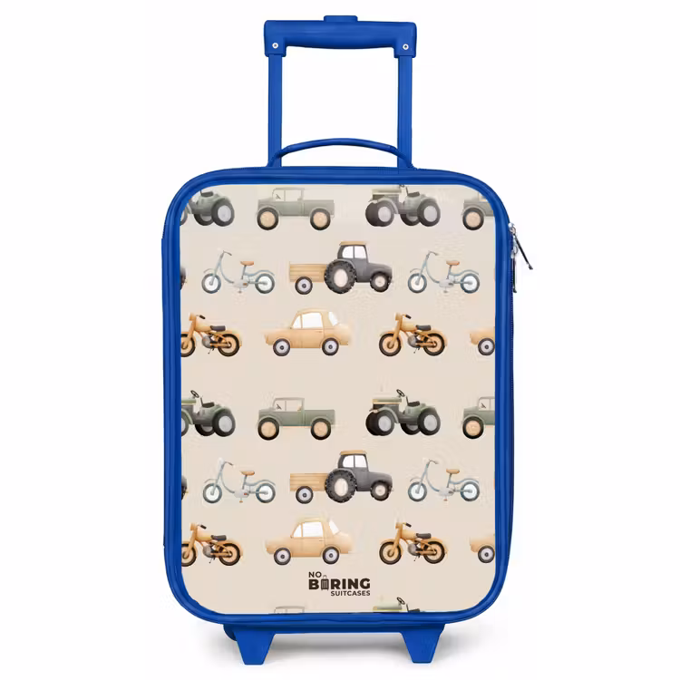Kinderkoffer - Blauw - Retro voertuigen patroon — 1