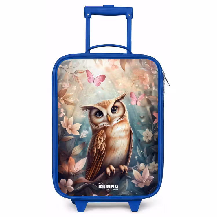 Kinderkoffer - Blauw - Uil met vlinders in mystiek bos — 1