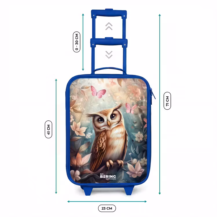 Kinderkoffer - Blauw - Uil met vlinders in mystiek bos — 6