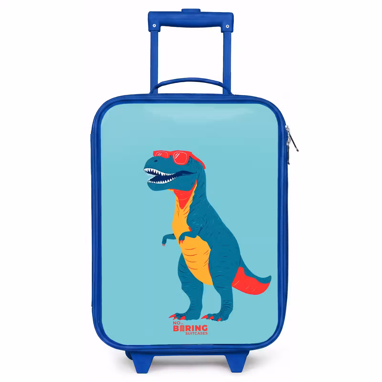 Kinderkoffer - Blauw - Coole T. rex met zonnebril — 1