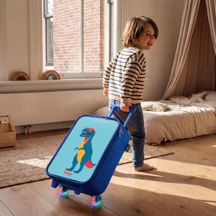 Kinderkoffer - Blauw - Coole T. rex met zonnebril — 3