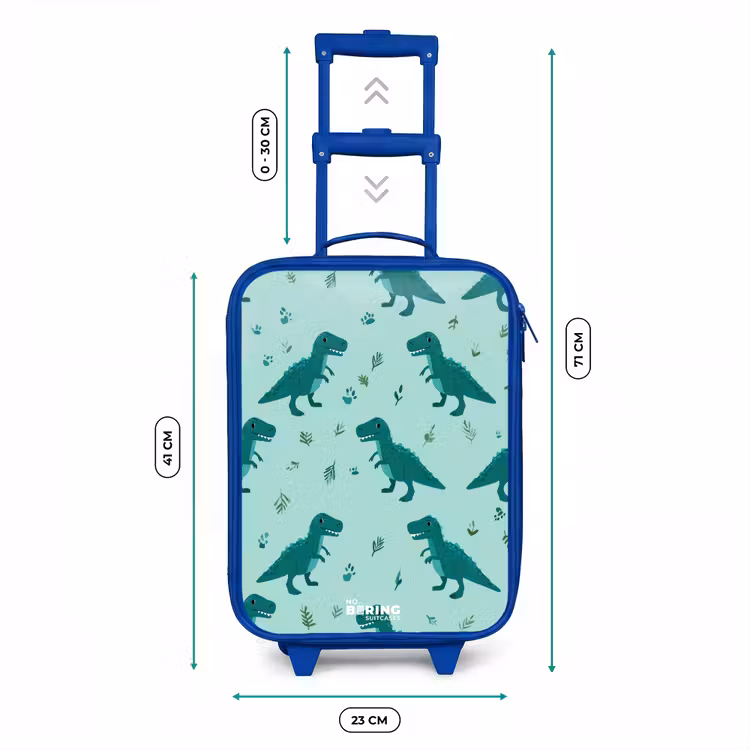 Kinderkoffer - Blauw - Vriendelijke T. rex tussen sporen — 6