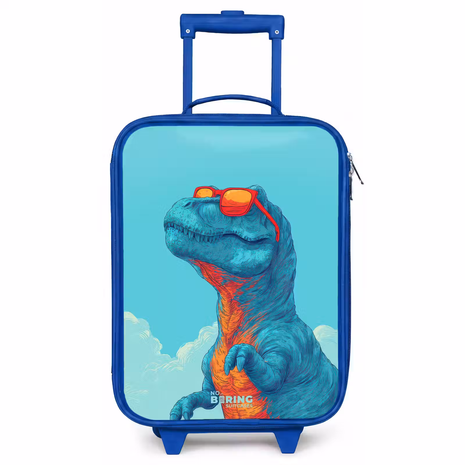 Kinderkoffer - Blauw - Dino met zonnebril — 1