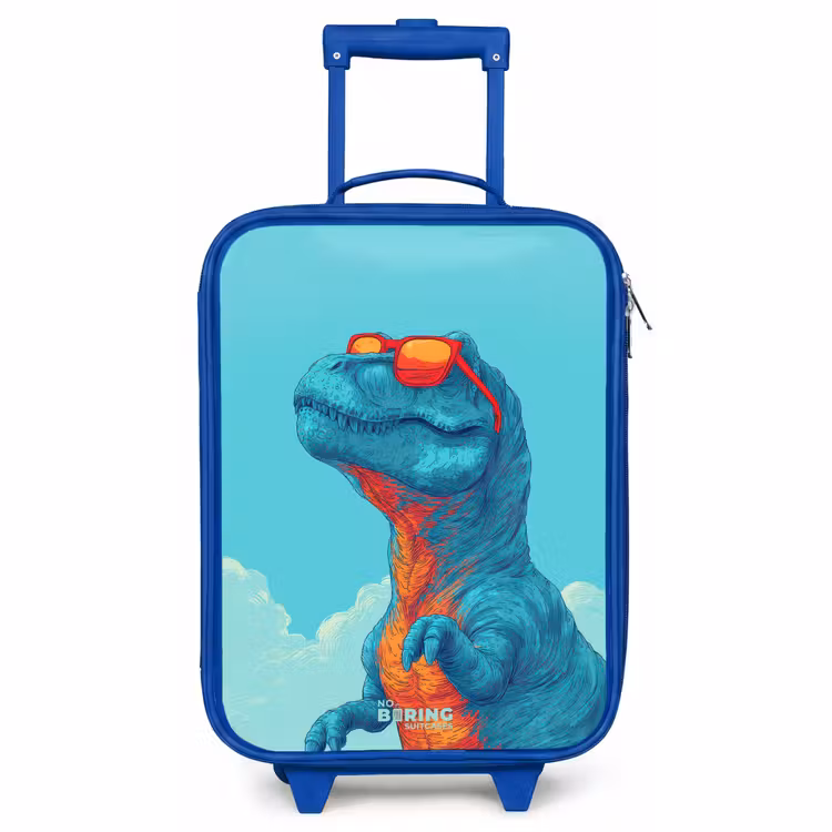 Kinderkoffer - Blauw - Dino met zonnebril — 1