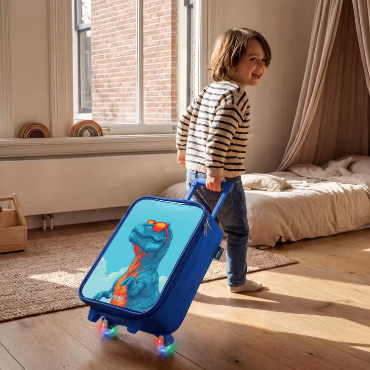 Kinderkoffer - Blauw - Dino met zonnebril — 3