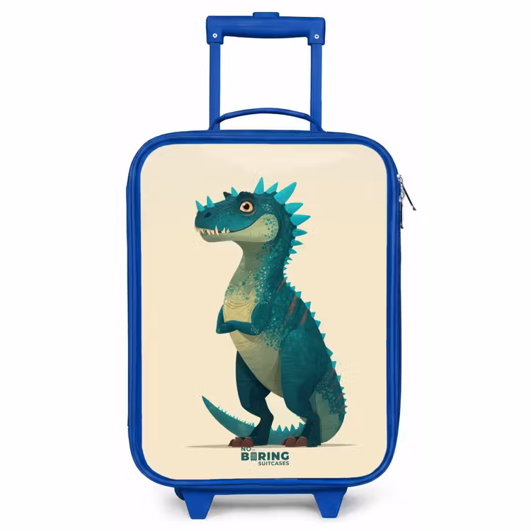 Kinderkoffer - Blauw - Spiky dino met vriendelijke blik — 1