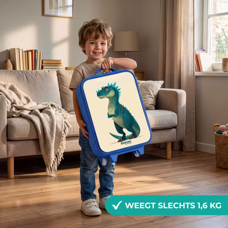 Kinderkoffer - Blauw - Spiky dino met vriendelijke blik — 2