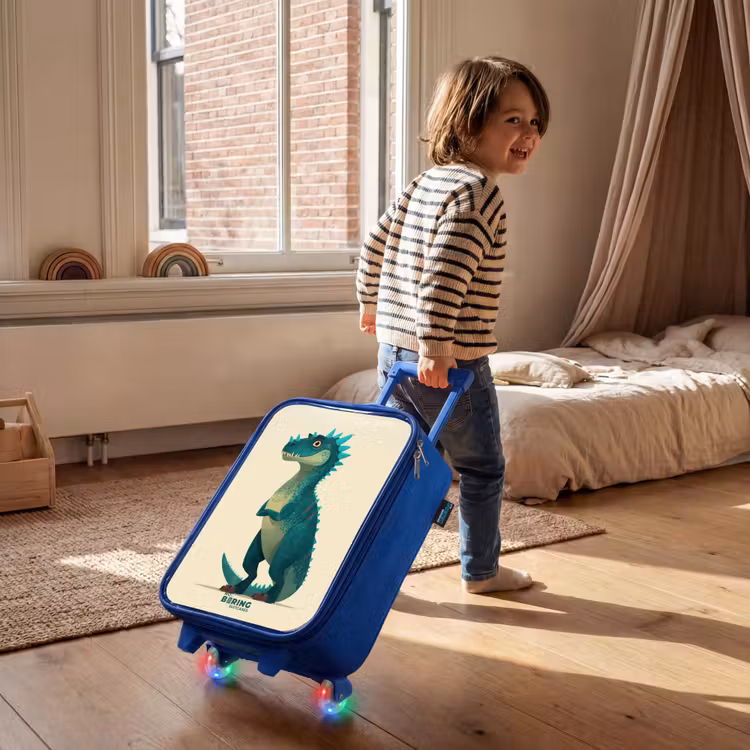 Kinderkoffer - Blauw - Spiky dino met vriendelijke blik — 3