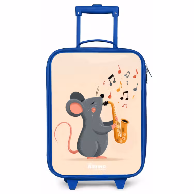 Kinderkoffer - Blauw - Muis - Saxofoon - Muziek — 1