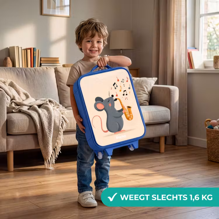 Kinderkoffer - Blauw - Muis - Saxofoon - Muziek — 2