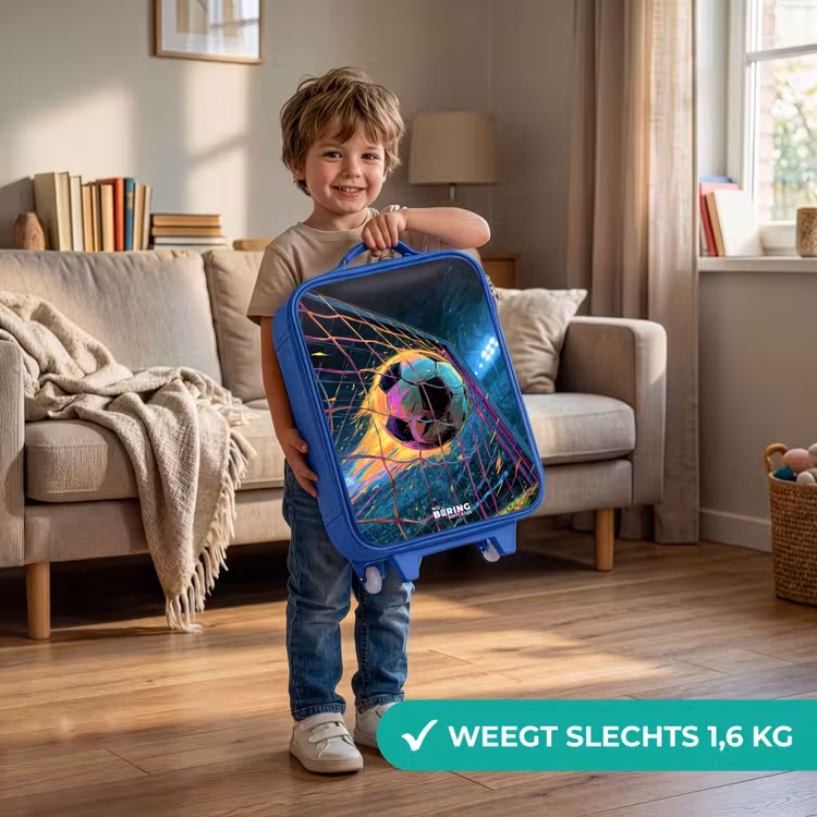 Kinderkoffer - Blauw - Neon - Net - Voetbal - Kleurrijk — 2
