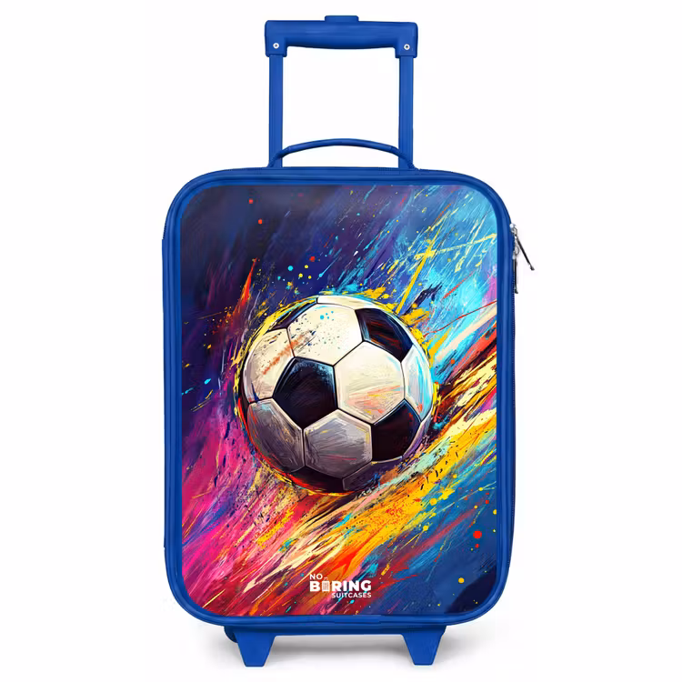 Kinderkoffer - Blauw - Neon - Voetbal - Kleurrijk — 1