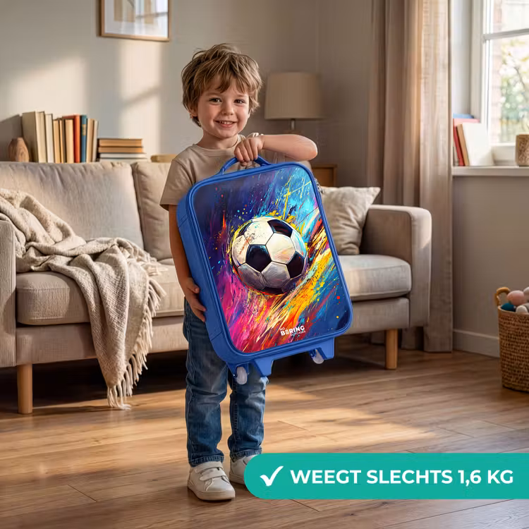 Kinderkoffer - Blauw - Neon - Voetbal - Kleurrijk — 2