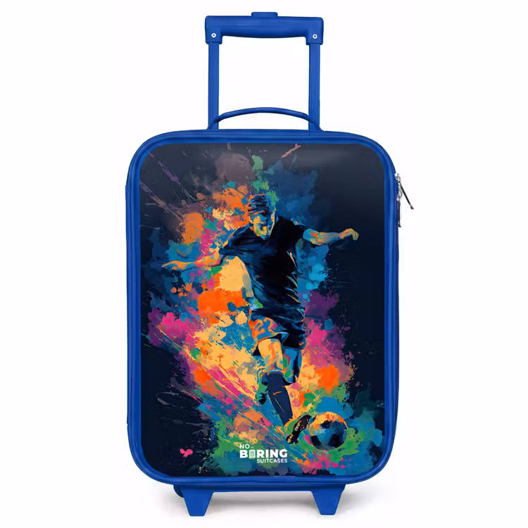 Kinderkoffer - Blauw - Neon - Voetballer - Kleurrijk — 1